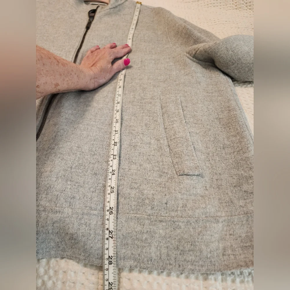 Ted Baker $395 Men's Light Grey Soft Wool Bomber Jacket Zip Front Size XXL